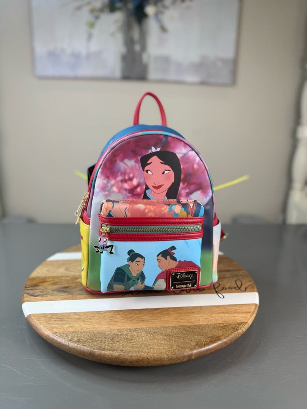 Loungefly Disney Kids Backpack with Mulan Artwork - Pink, Blue, Yellow, Red NWT